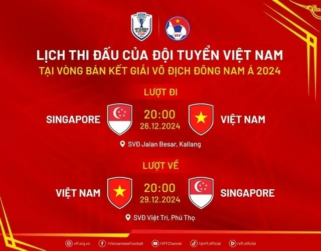 Bán kết ASEAN Cup 2024: VTV trực tiếp trận Singapore và Việt Nam