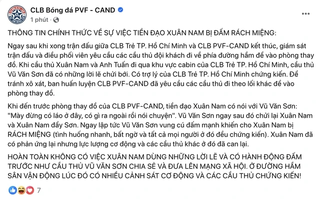 VFF ra án phạt vụ cầu thủ PVF CAND và Trẻ TPHCM đánh nhau - Ảnh 1.